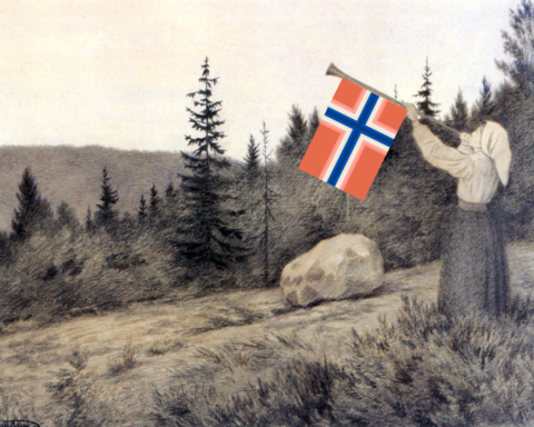 Illustrasjonsbilde: Op under Fjeldet toner en Lur. Theodor Kittelsen (1857–1914) Endringer gjort.